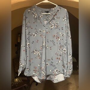 Hilary Radley Blue Floral Blouse